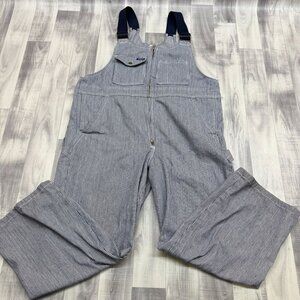 ✅Mens L Hammill Blue/White Striped Overalls/Bibs Cattle Show Railroad Engineer